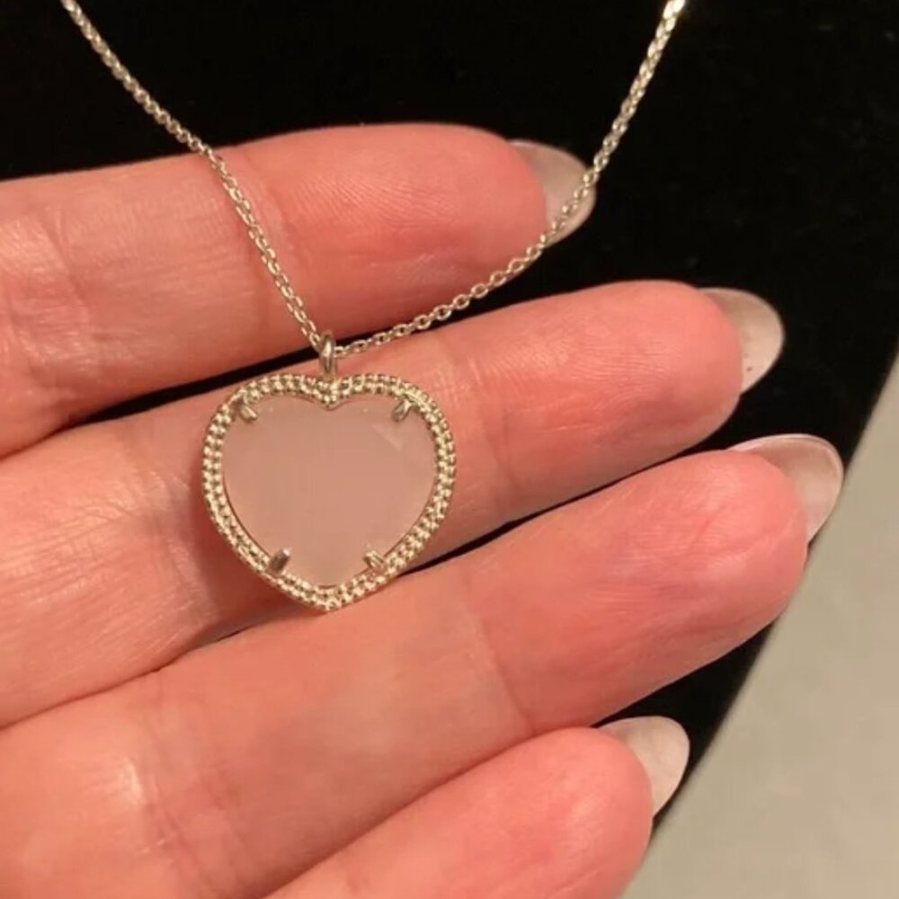 Dyadema Rose Quartz Heart Sterling Silver Necklace